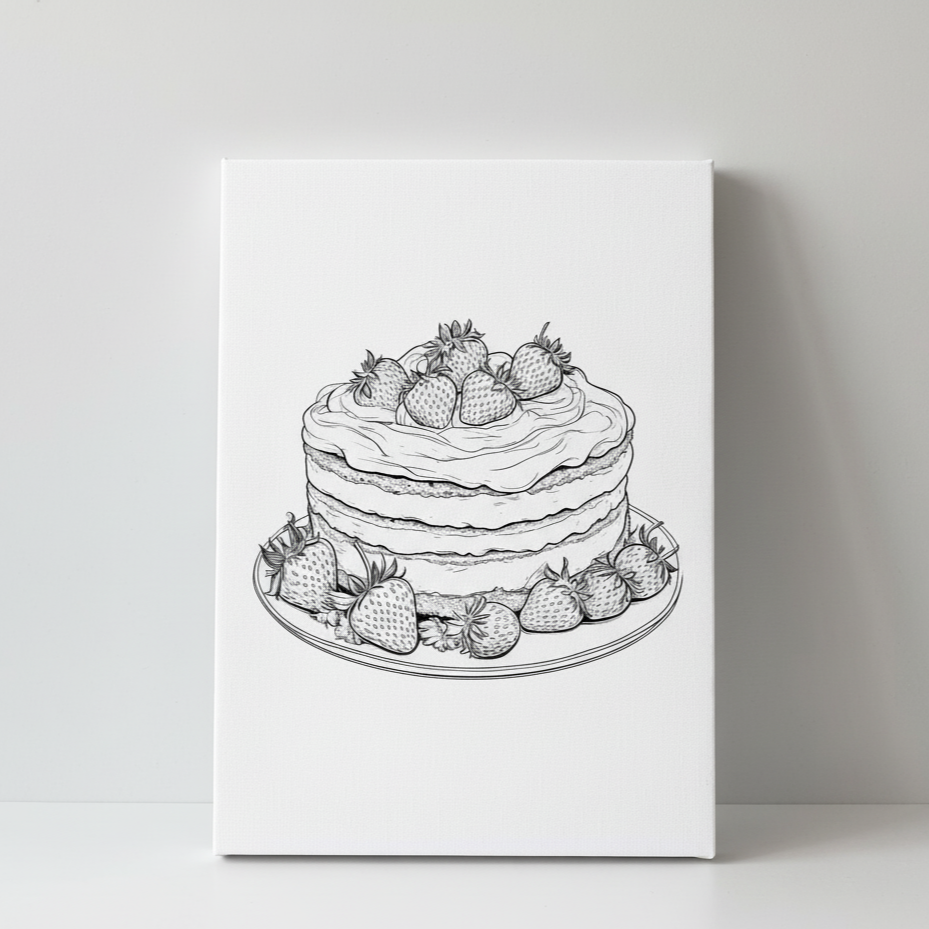 PYOC Strawberry Cake canvas