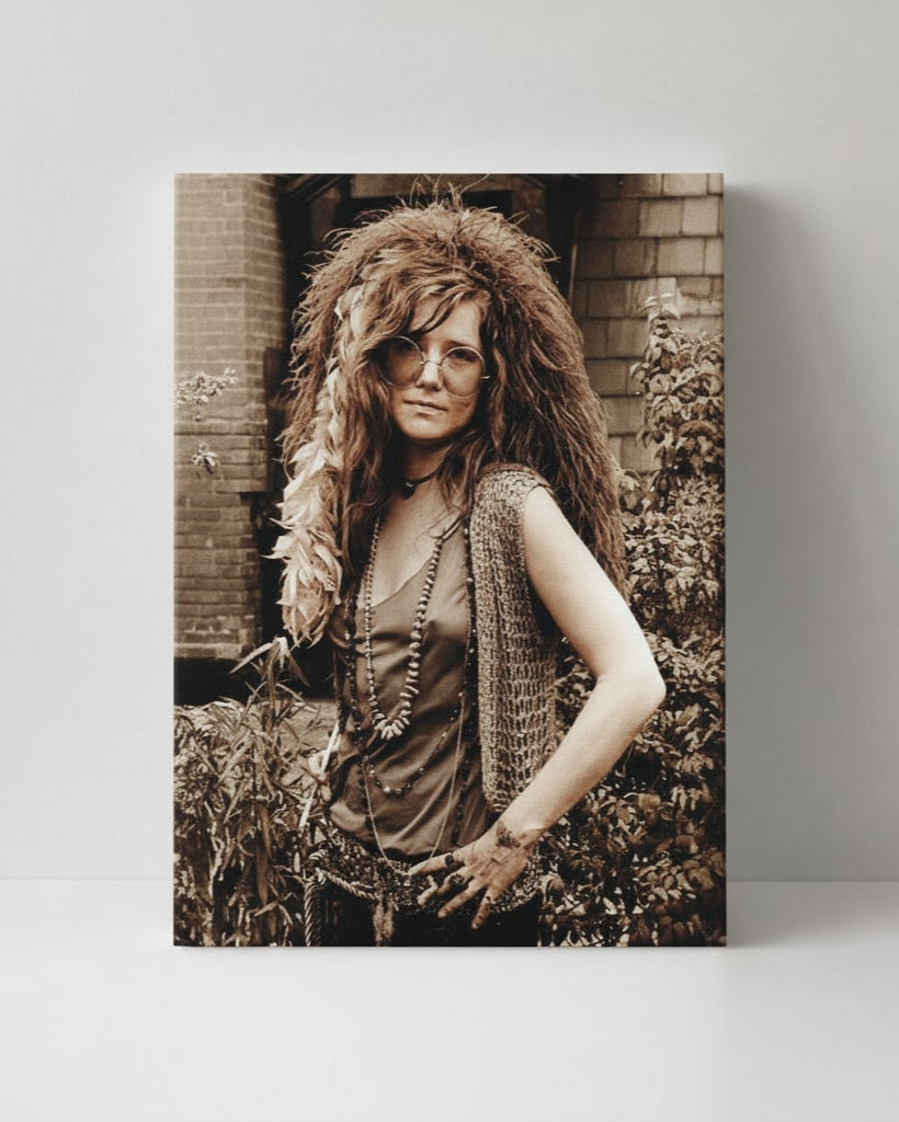 Sepia Boho Rock Legend Portrait Vintage Canvas Print