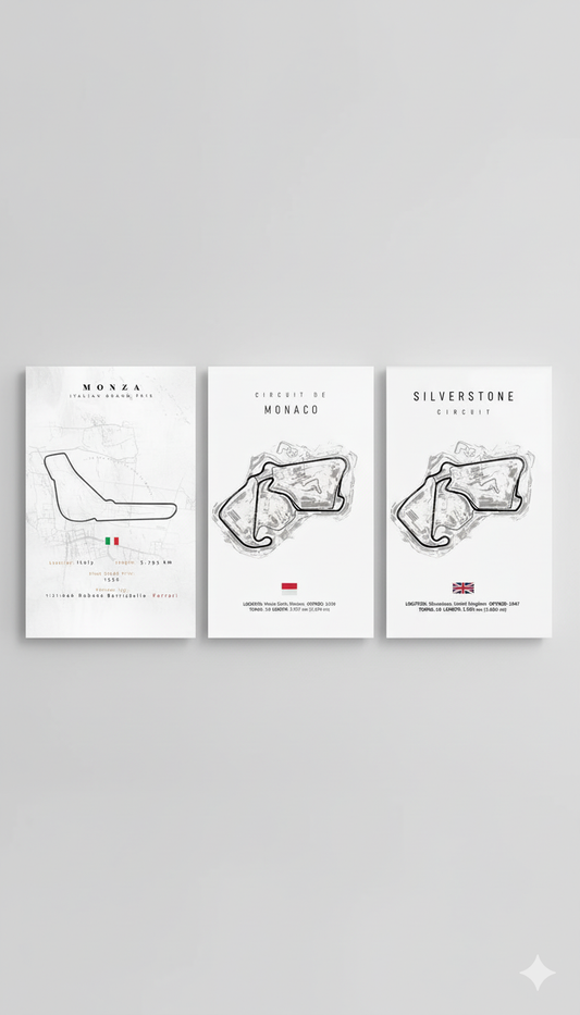 Tracks: Monza, Silverstone, Monaco